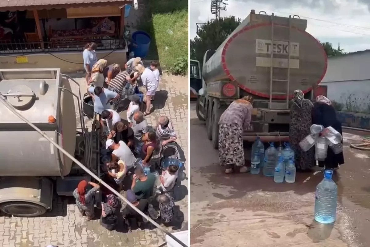 Kentteki kriz derinleşiyor! Vatandaşlar tanker ve çeşmenin önünde kuyrukta.