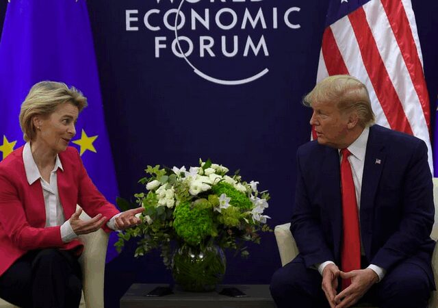 Trump, tarifelerle tehditte bulundu; Von der Leyen misilleme yapma tehdidinde bulundu.