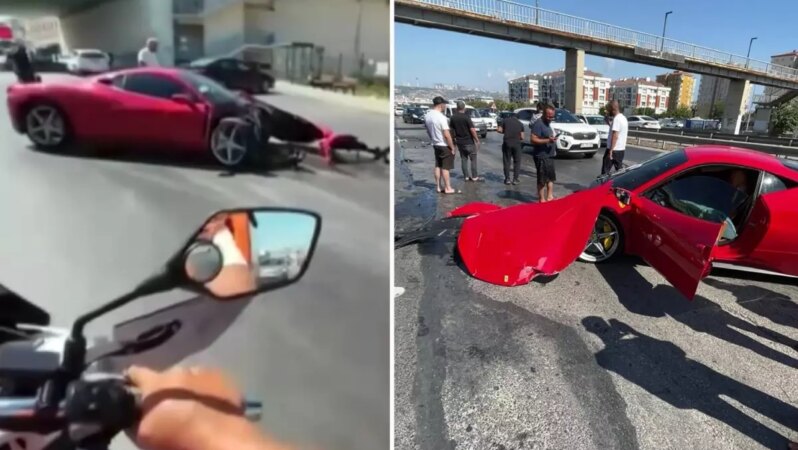 17 milyon liralık Ferrari, tam anlamıyla hurdaya dönüştü