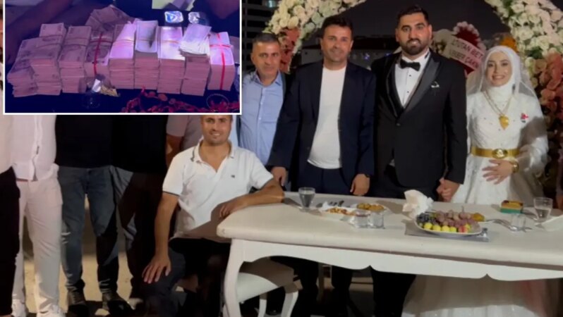 Aşiret düğününde gelin ve damada 20 milyon lira ile 5 kilo altın hediye edildi.