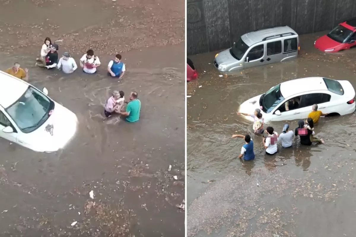 Denizli’de sağanak yağış hayatı olumsuz etkiledi, birçok vatandaş alt geçitte sıkıştı.