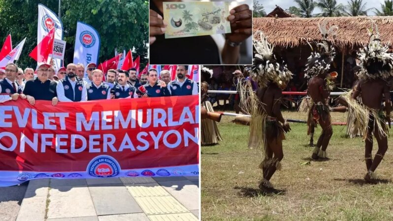 Eylemdeki memurlardan ilginç bir talep: Teklif edilen zam, Papua Yeni Gine Kinası ile ödensin.