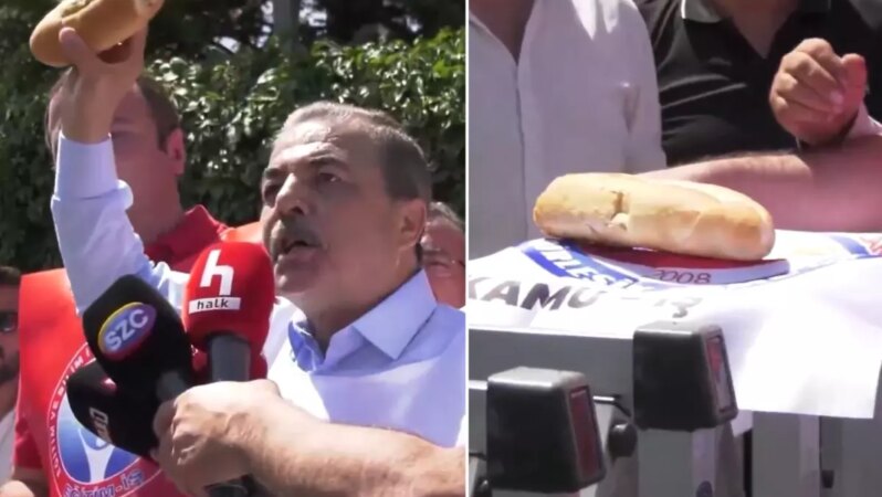 Memurlar sokağa çıktı! Çalışma Bakanlığı’nın önüne ekmek bıraktılar.
