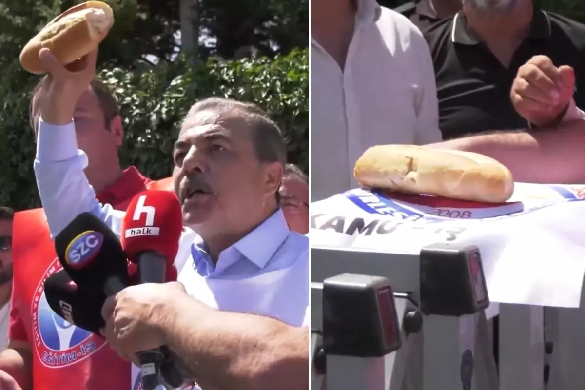 Memurlar sokağa çıktı! Çalışma Bakanlığı’nın önüne ekmek bıraktılar.