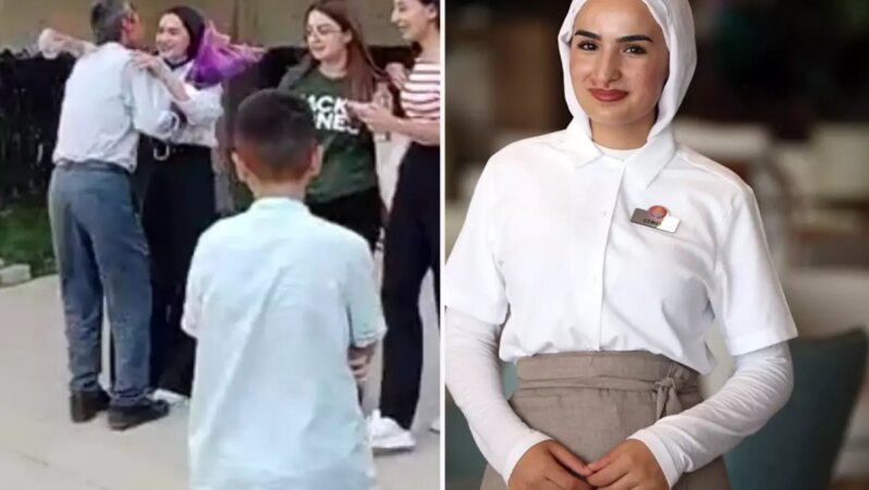 Sınavdan çıkınca babası tarafından çiçeklerle karşılanan Çimen, hayallerine ulaştı.