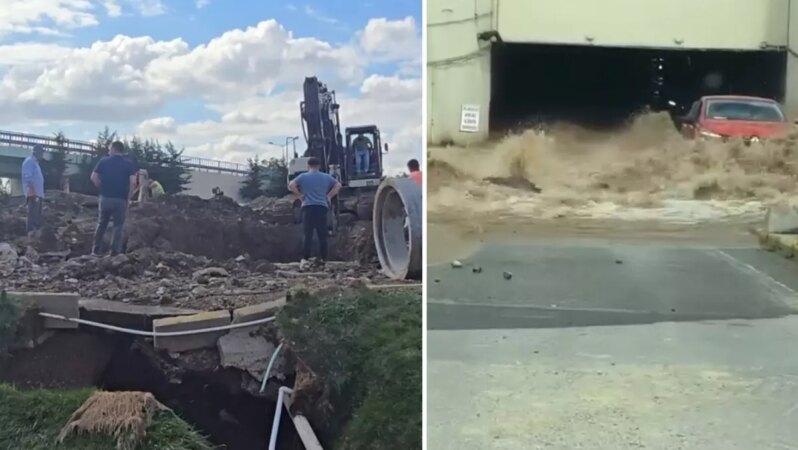 İSKİ’nin çalışması esnasında boru patladı, AVM otoparkı suyla doldu! Araçlarını güçlükle kurtardılar.