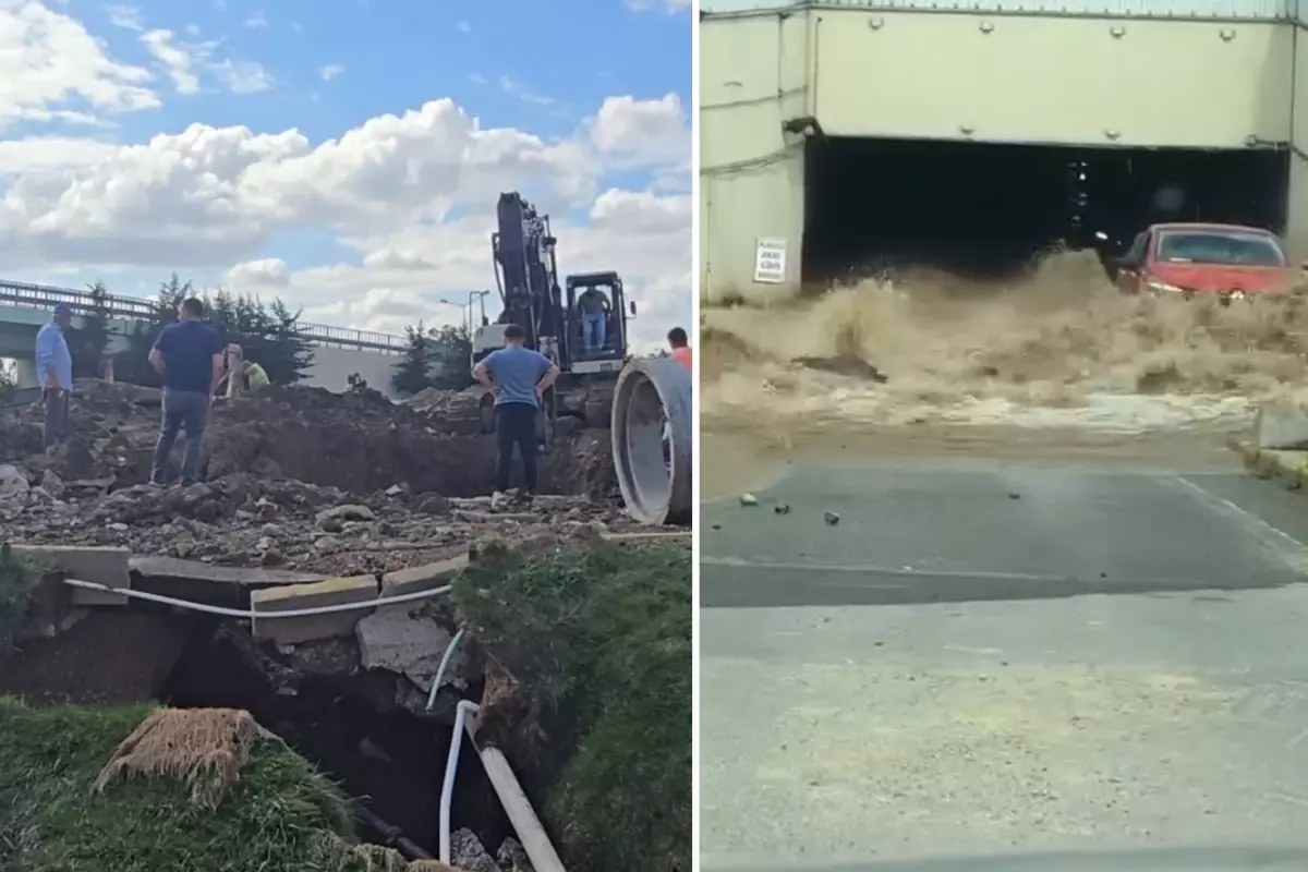 İSKİ’nin çalışması esnasında boru patladı, AVM otoparkı suyla doldu! Araçlarını güçlükle kurtardılar.