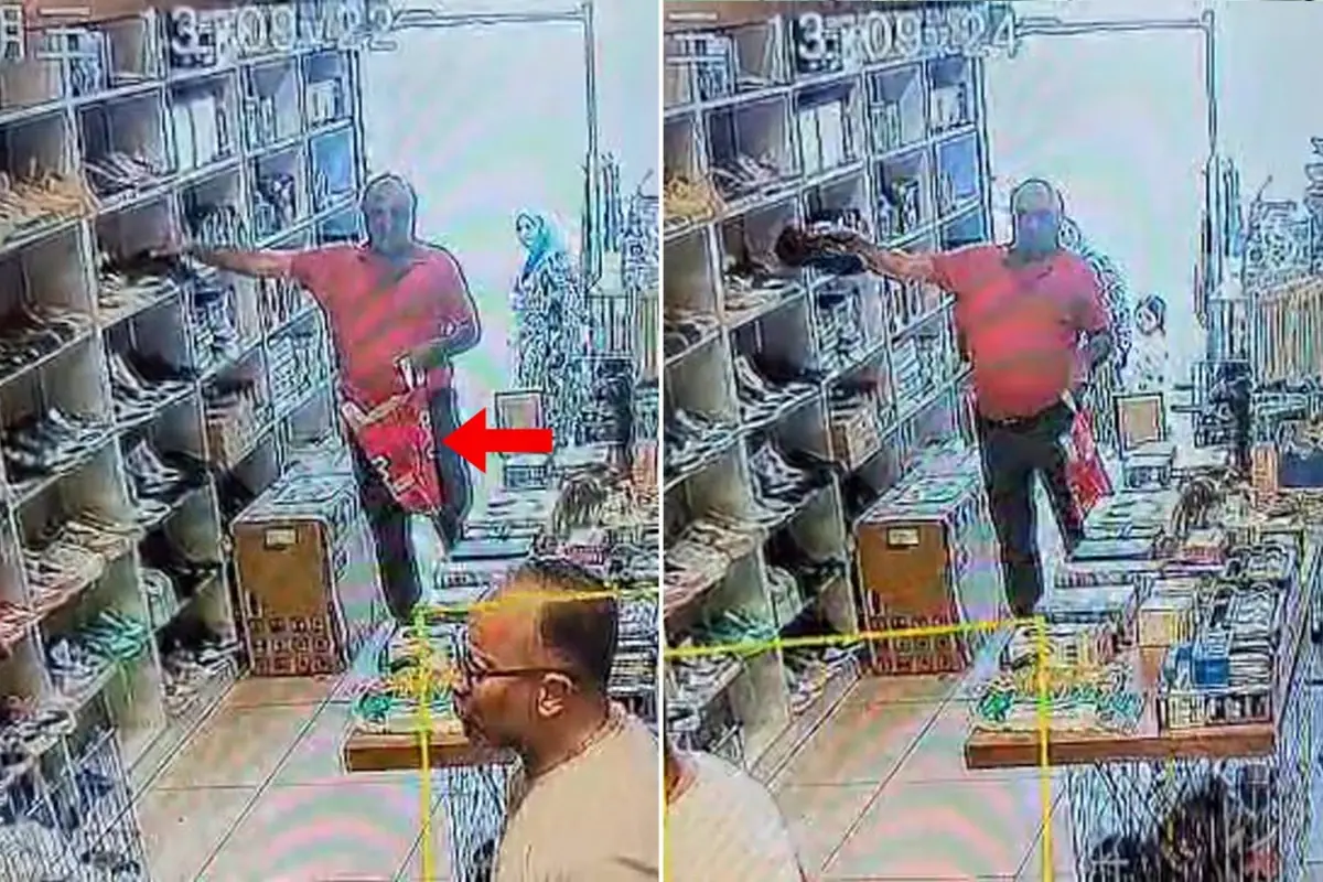 Mağazadan ayakkabı çalan hırsız, rahat tavırlarıyla şaşkınlık yarattı.